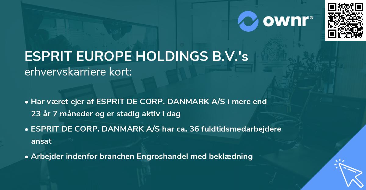 ESPRIT EUROPE HOLDINGS B.V.'s erhvervskarriere kort