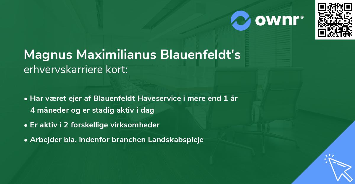 Magnus Maximilianus Blauenfeldt's erhvervskarriere kort