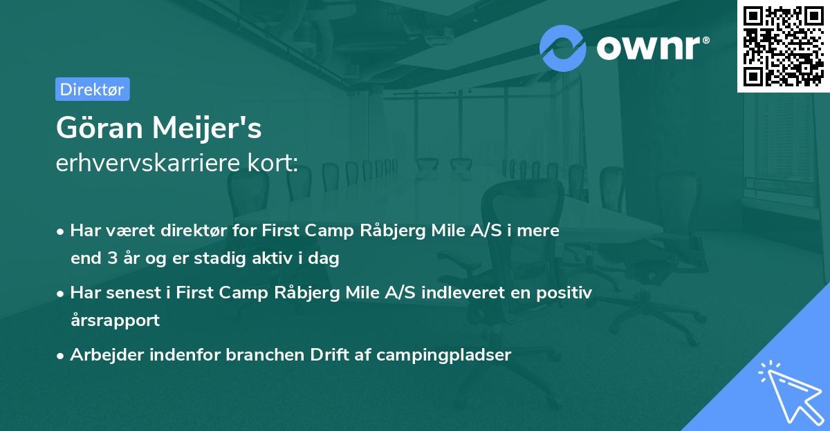 Göran Meijer's erhvervskarriere kort