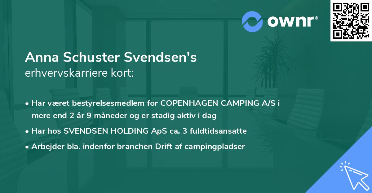 Anna Schuster Svendsen's erhvervskarriere kort