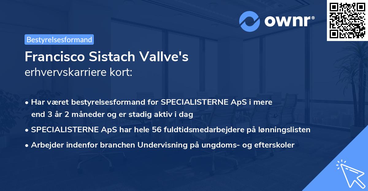 Francisco Sistach Vallve's erhvervskarriere kort