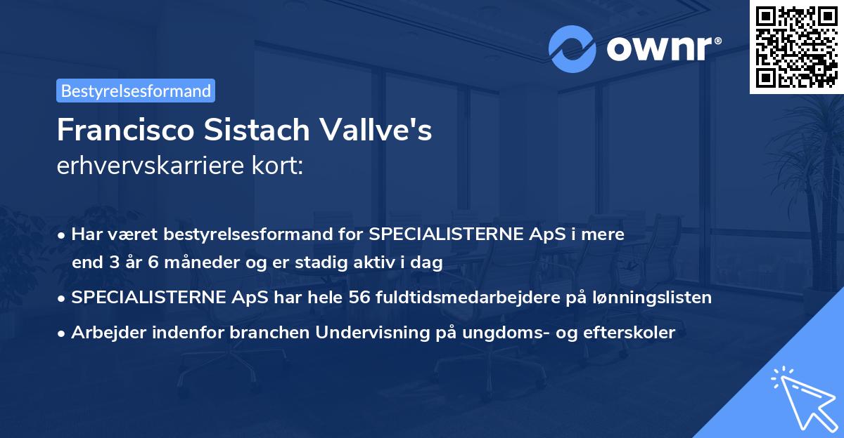 Francisco Sistach Vallve's erhvervskarriere kort