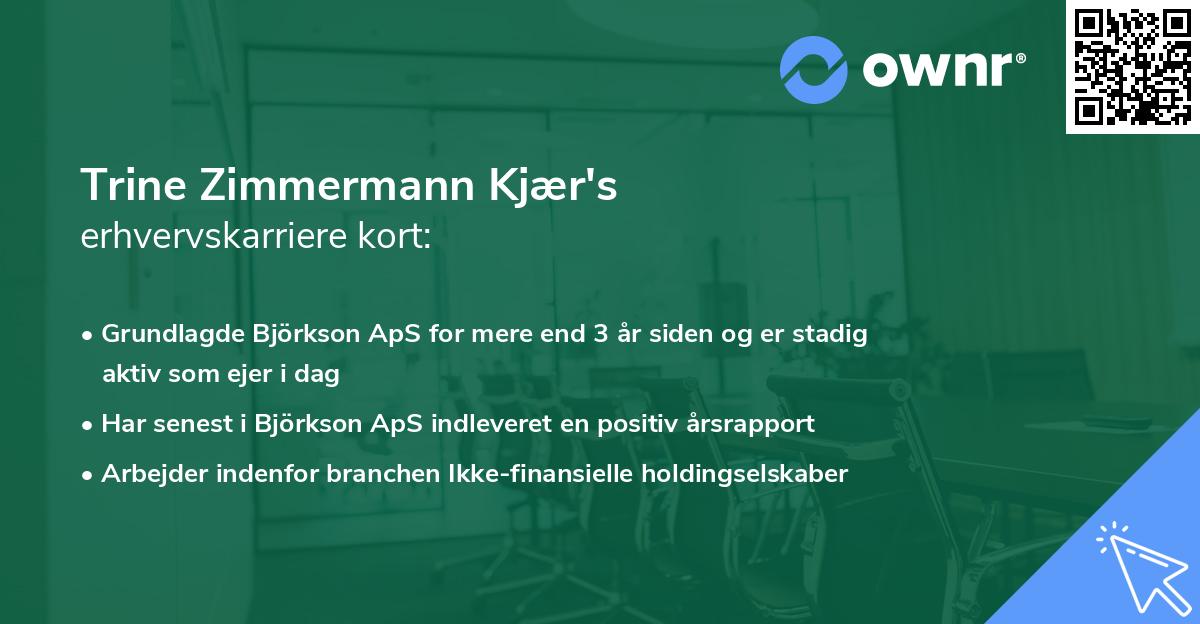Trine Zimmermann Kjær's erhvervskarriere kort