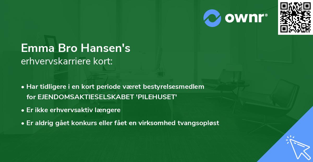 Emma Bro Hansen's erhvervskarriere kort