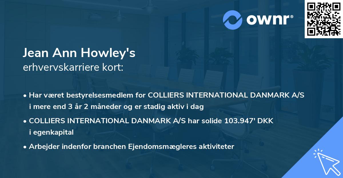 Jean Ann Howley's erhvervskarriere kort