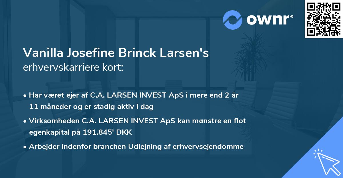 Vanilla Josefine Brinck Larsen's erhvervskarriere kort