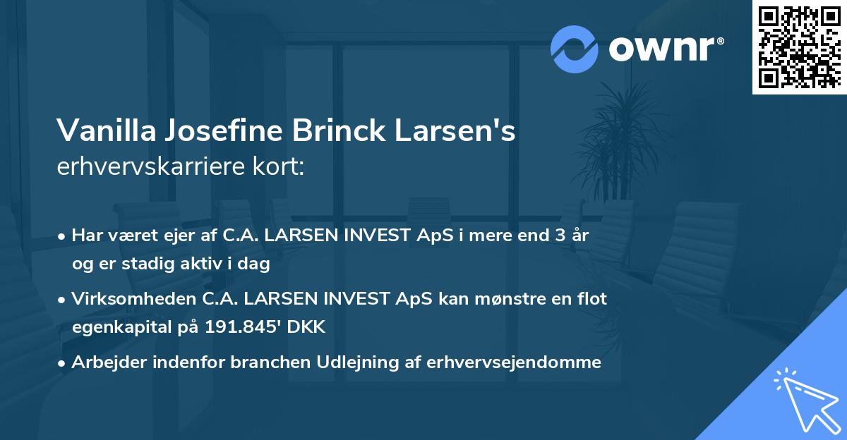 Vanilla Josefine Brinck Larsen's erhvervskarriere kort