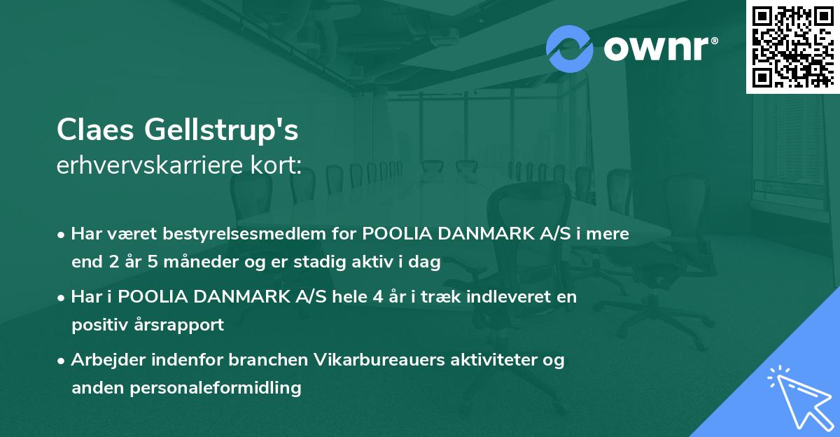 Claes Gellstrup's erhvervskarriere kort
