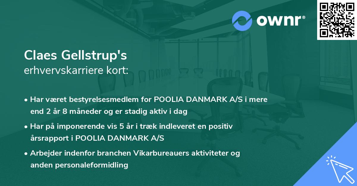 Claes Gellstrup's erhvervskarriere kort