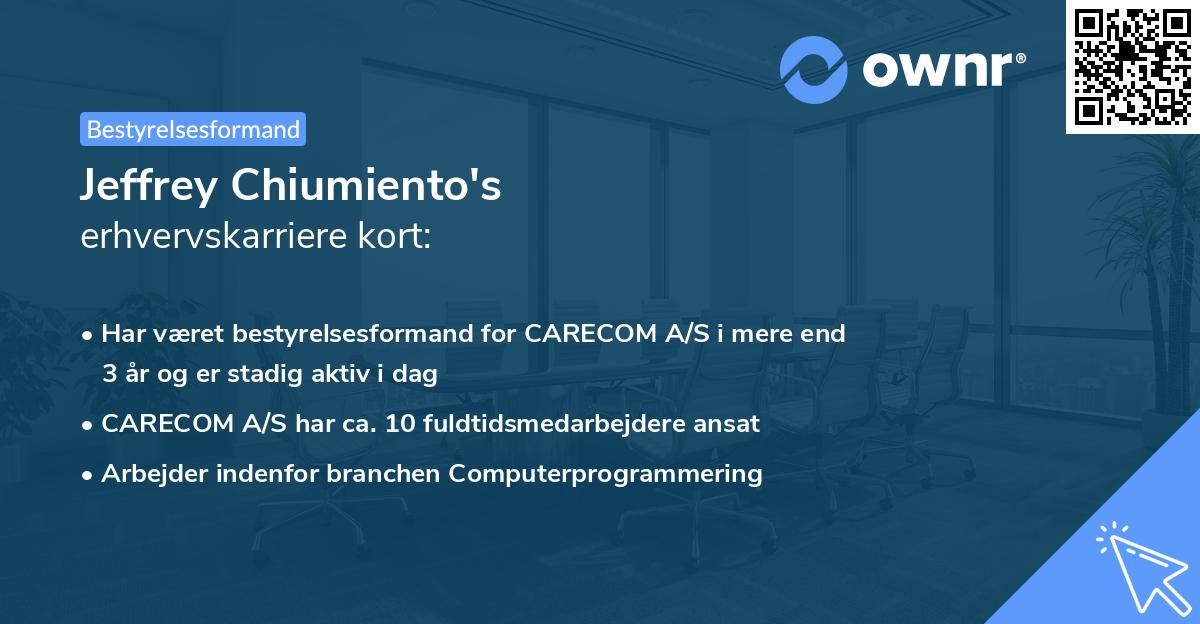 Jeffrey Chiumiento's erhvervskarriere kort