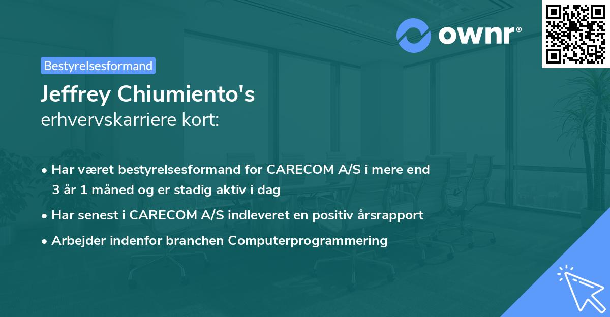Jeffrey Chiumiento's erhvervskarriere kort
