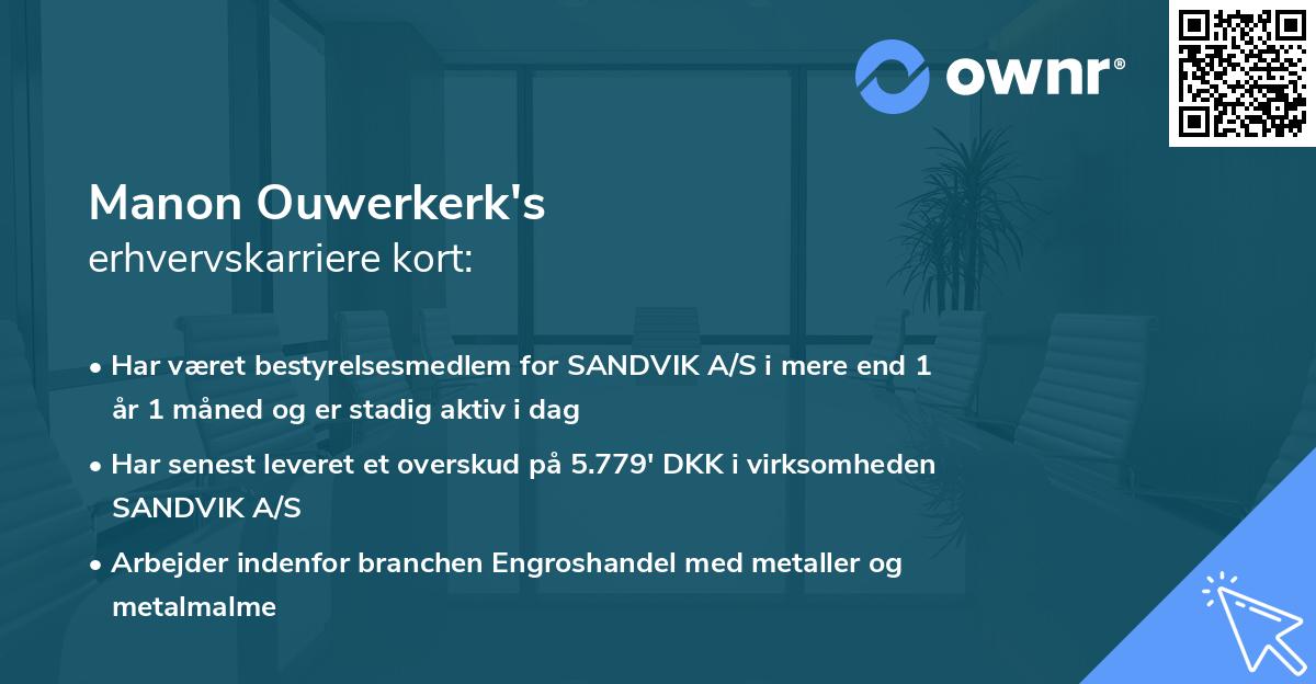 Manon Ouwerkerk's erhvervskarriere kort