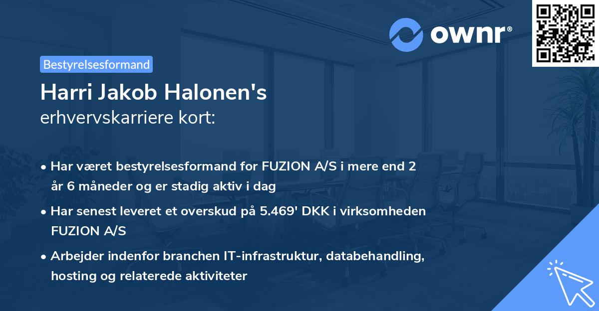 Harri Jakob Halonen's erhvervskarriere kort
