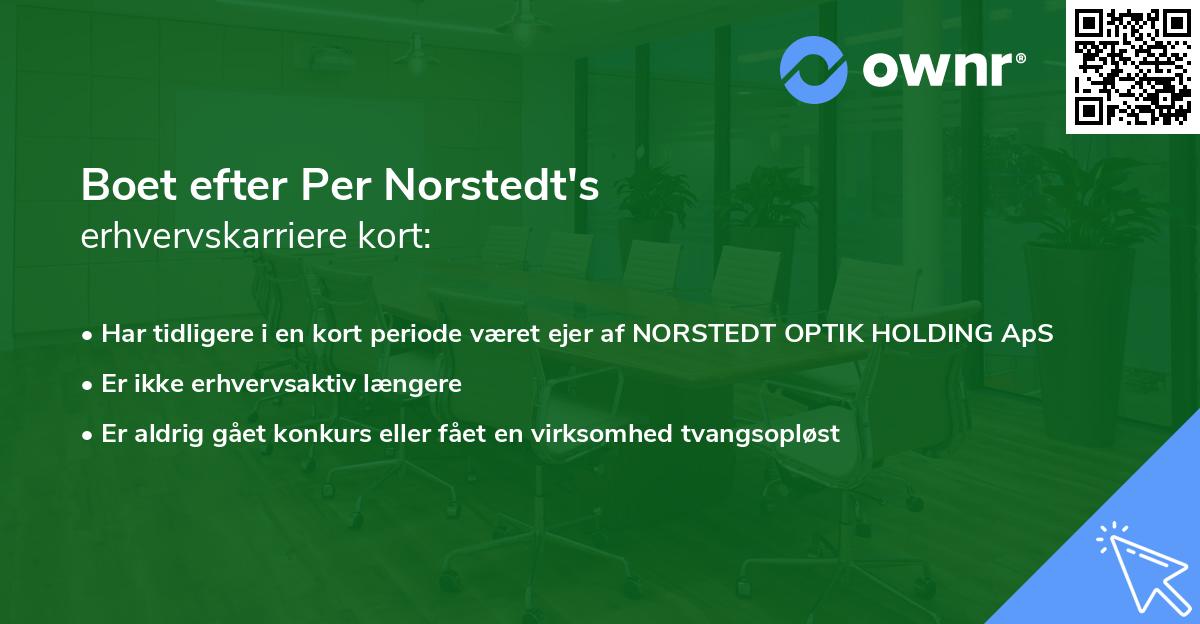 Boet efter Per Norstedt's erhvervskarriere kort