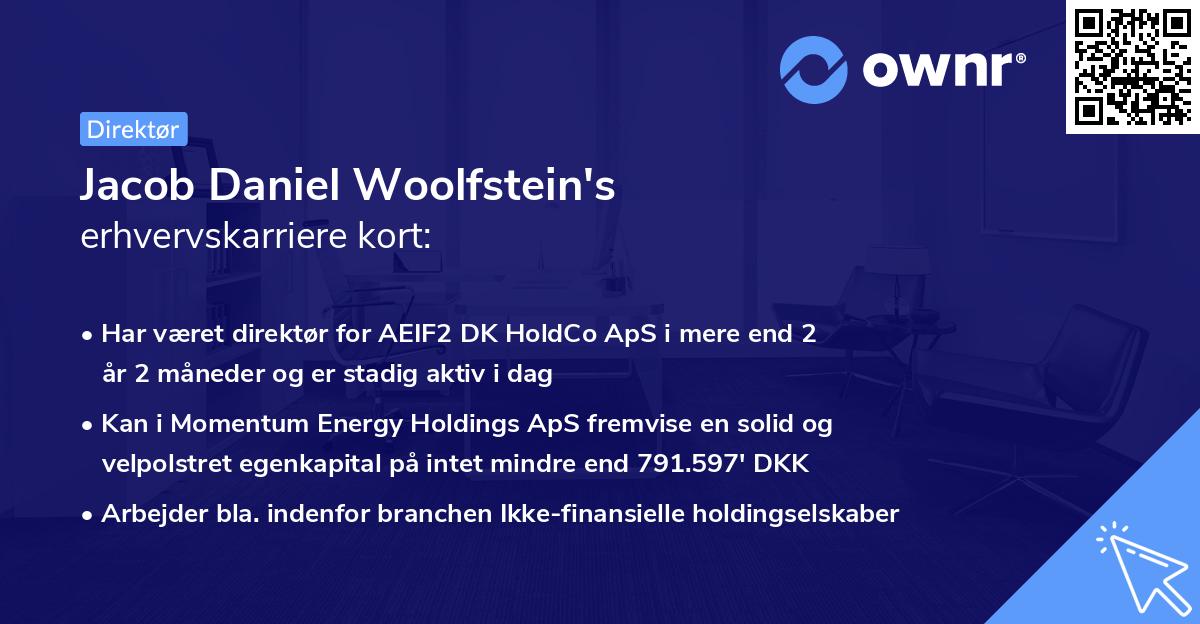 Jacob Daniel Woolfstein's erhvervskarriere kort
