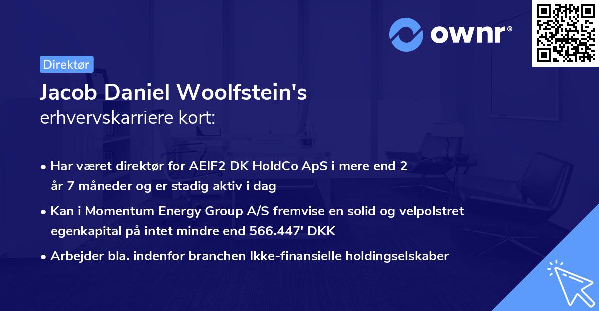 Jacob Daniel Woolfstein's erhvervskarriere kort