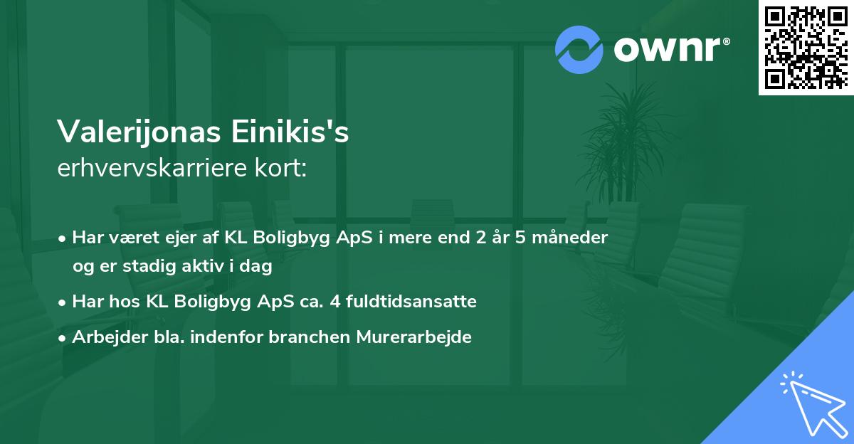 Valerijonas Einikis's erhvervskarriere kort