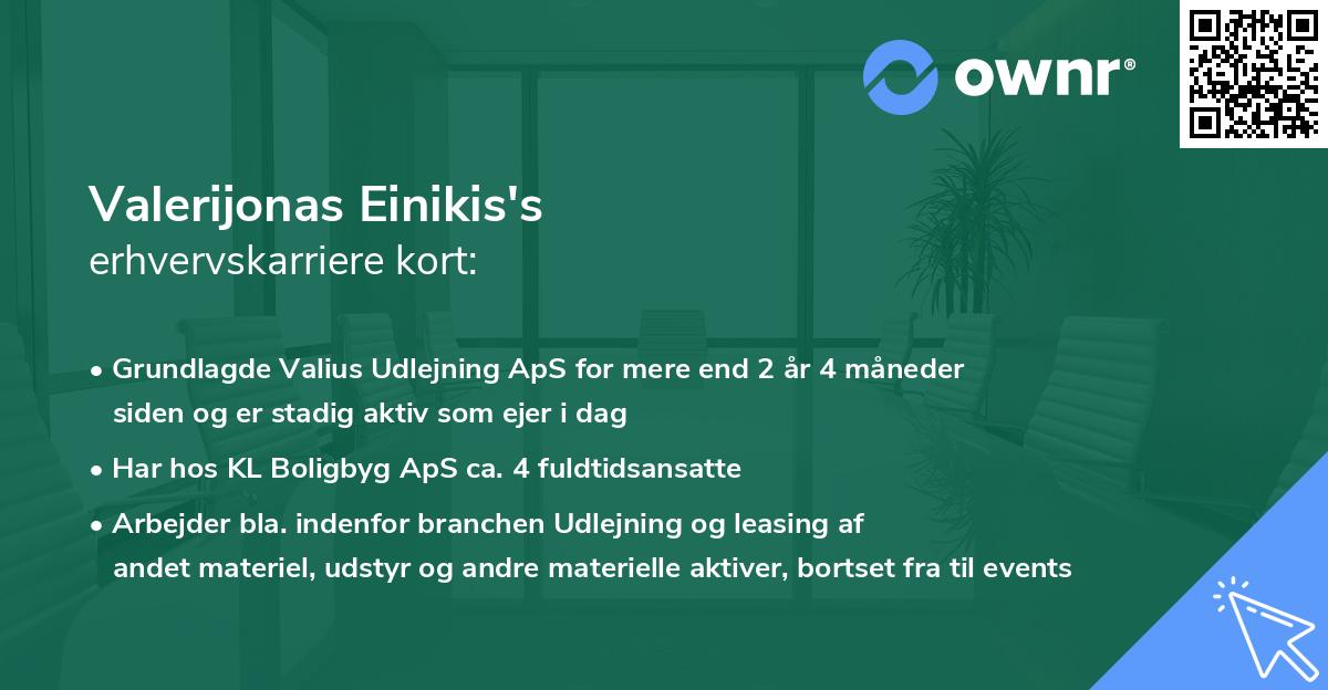 Valerijonas Einikis's erhvervskarriere kort