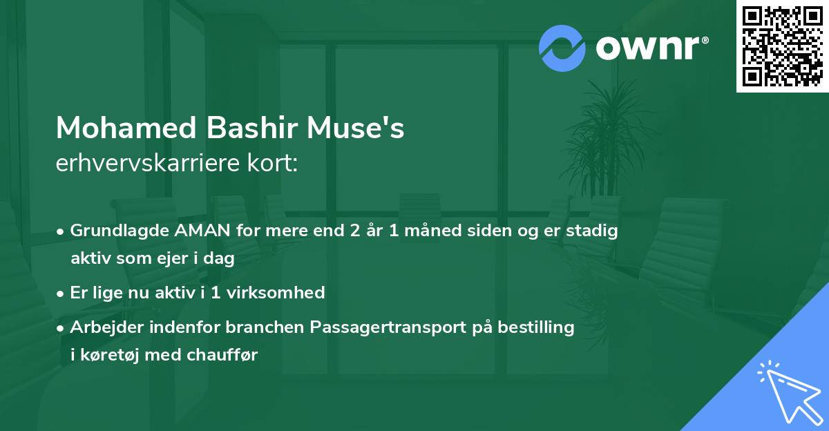 Mohamed Bashir Muse's erhvervskarriere kort