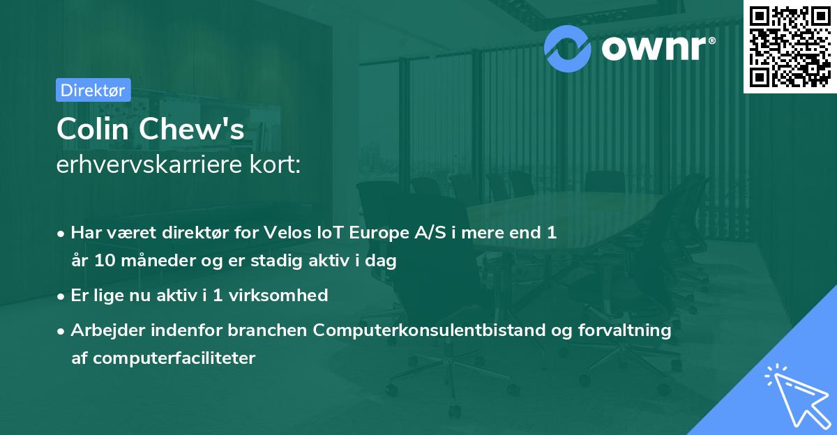 Colin Chew's erhvervskarriere kort