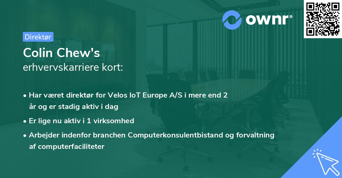 Colin Chew's erhvervskarriere kort