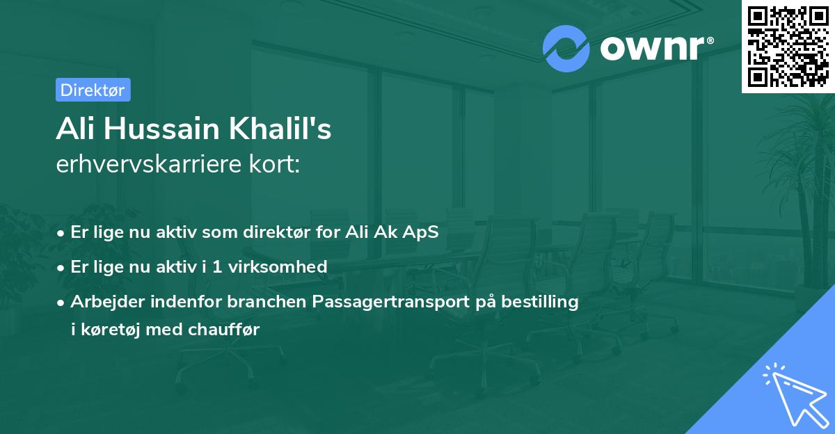 Ali Hussain Khalil's erhvervskarriere kort