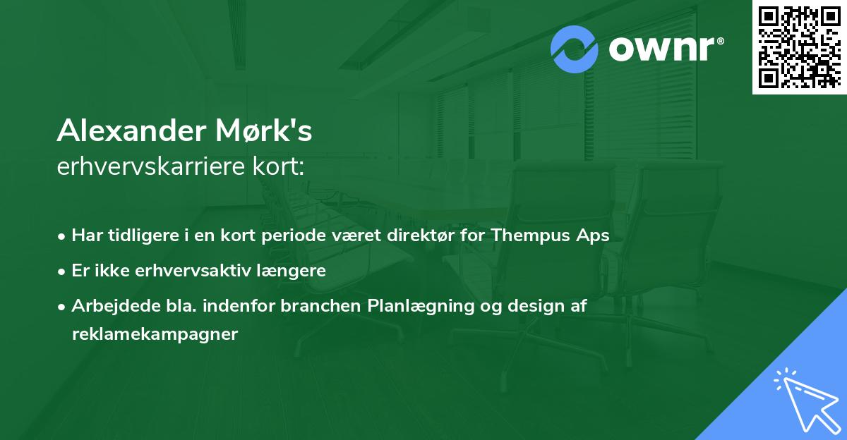 Alexander Mørk's erhvervskarriere kort