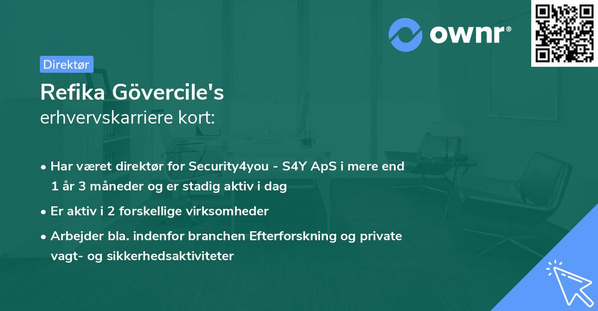 Refika Gövercile's erhvervskarriere kort