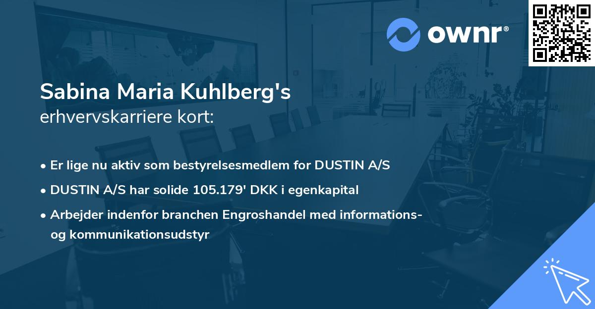 Sabina Maria Kuhlberg's erhvervskarriere kort