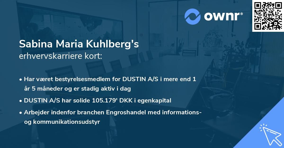 Sabina Maria Kuhlberg's erhvervskarriere kort