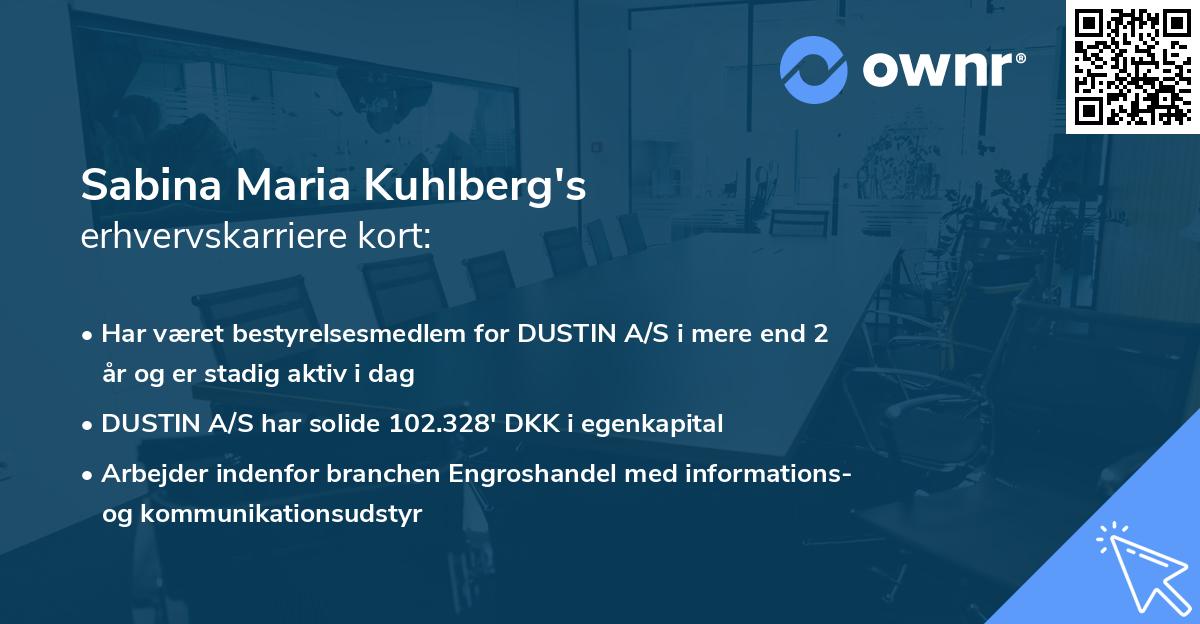 Sabina Maria Kuhlberg's erhvervskarriere kort