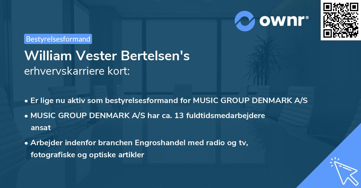 William Vester Bertelsen's erhvervskarriere kort