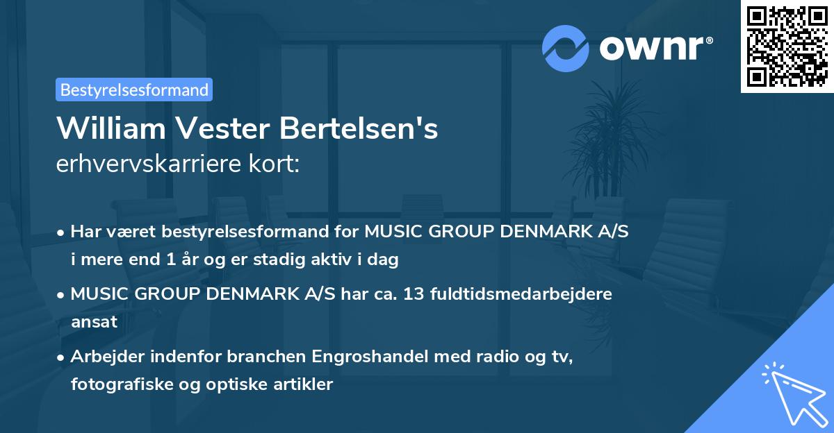 William Vester Bertelsen's erhvervskarriere kort