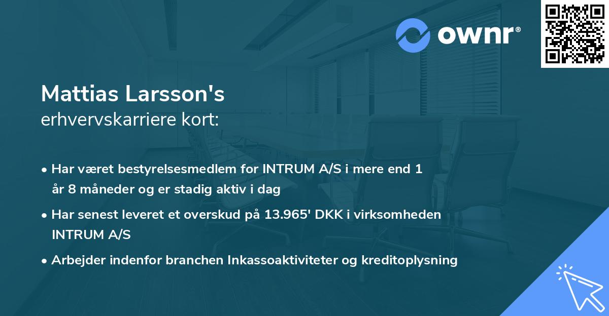 Mattias Larsson's erhvervskarriere kort