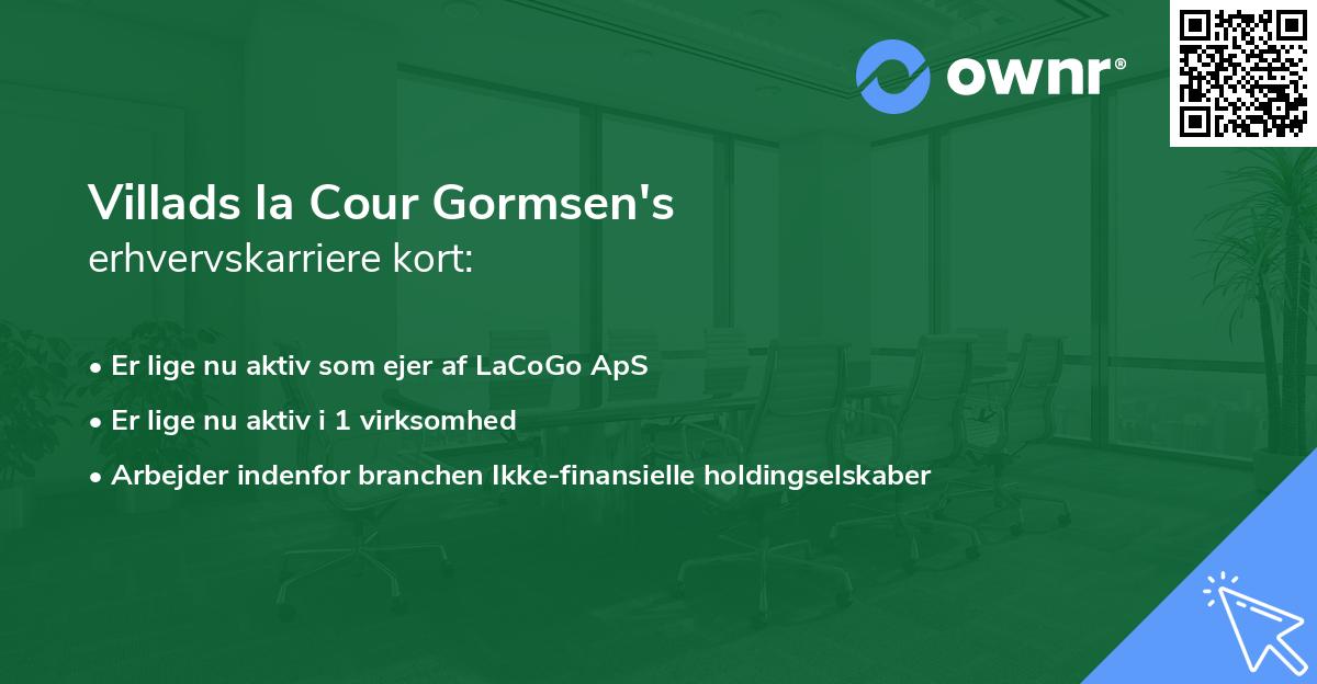 Villads la Cour Gormsen's erhvervskarriere kort