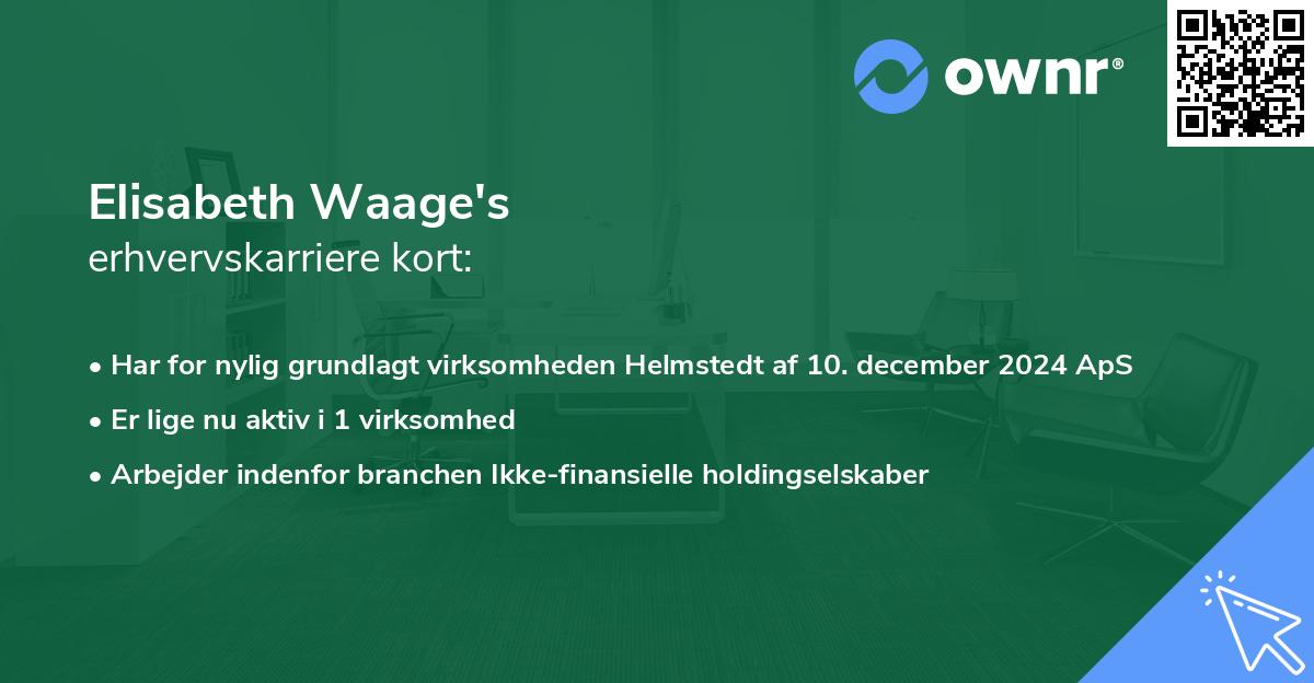 Elisabeth Waage's erhvervskarriere kort