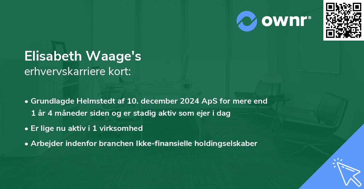 Elisabeth Waage's erhvervskarriere kort