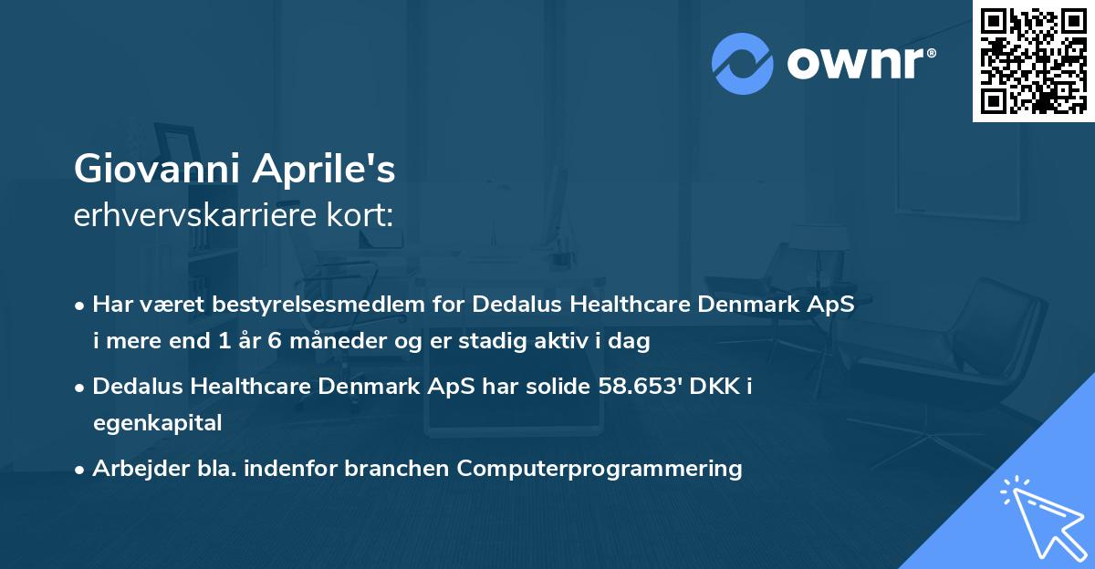 Giovanni Aprile's erhvervskarriere kort