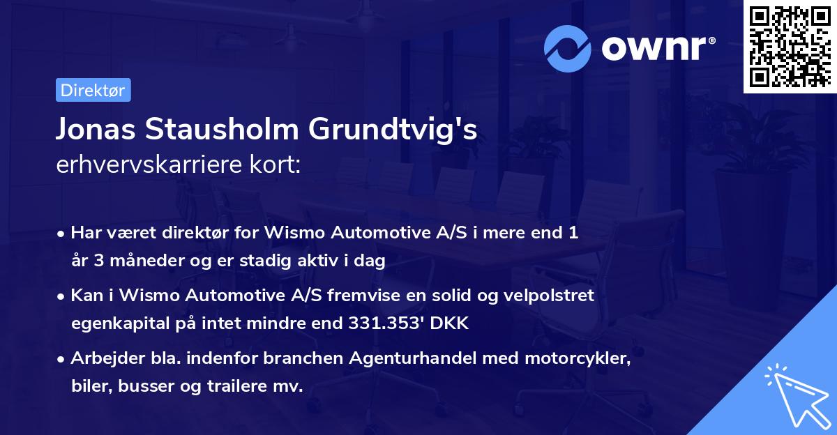 Jonas Stausholm Grundtvig's erhvervskarriere kort