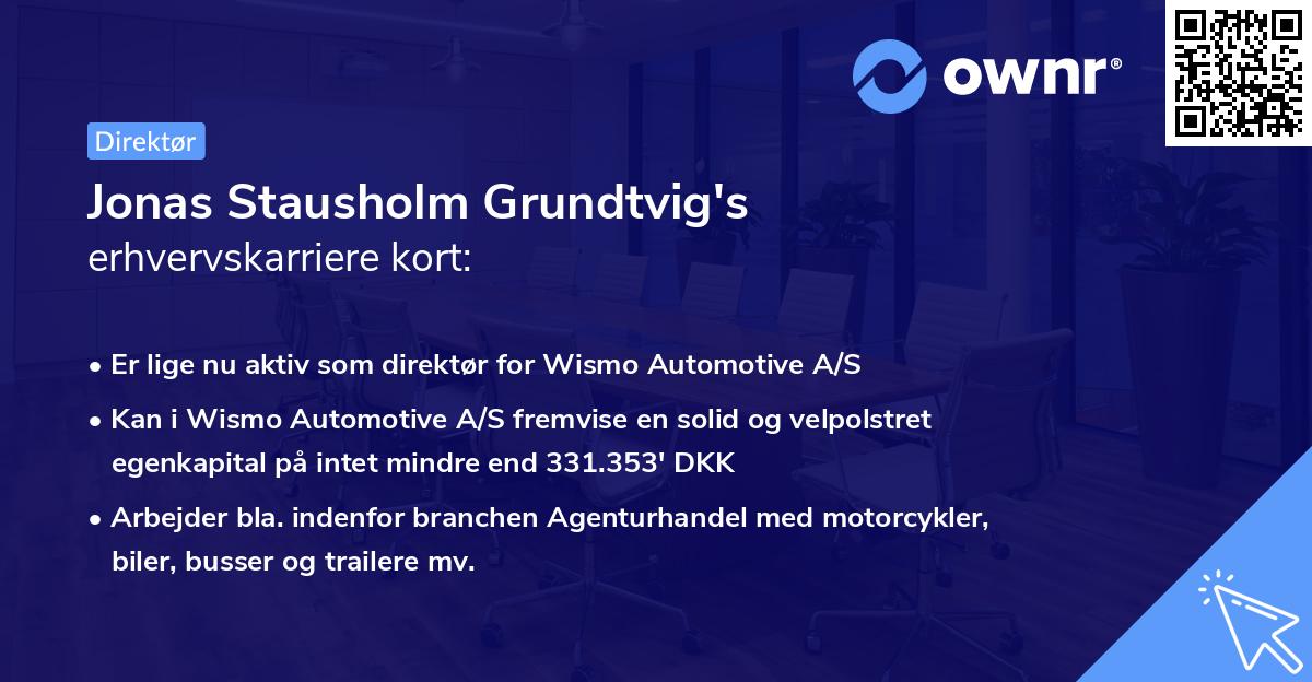 Jonas Stausholm Grundtvig's erhvervskarriere kort