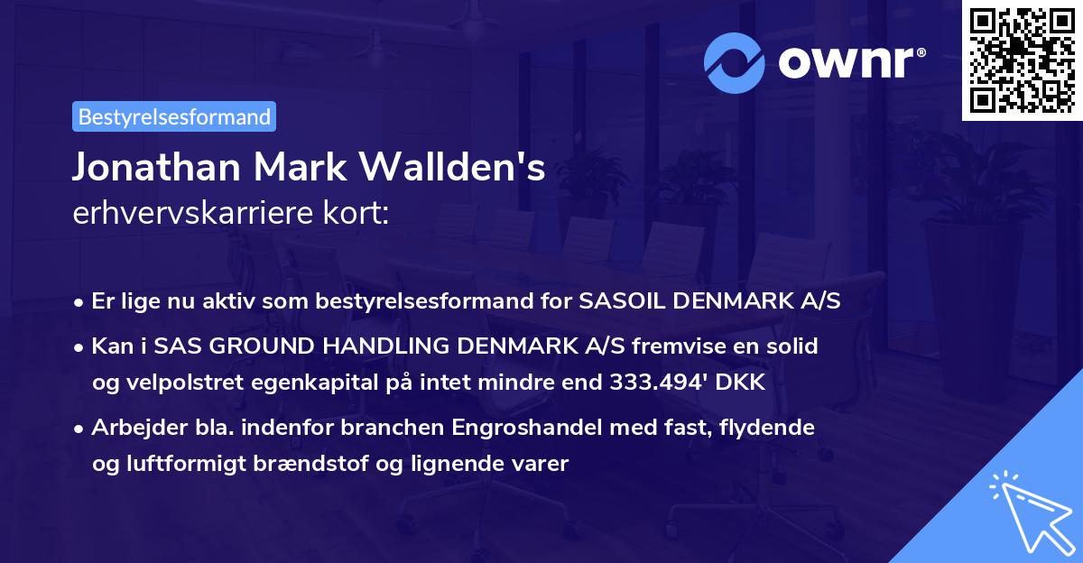 Jonathan Mark Wallden's erhvervskarriere kort