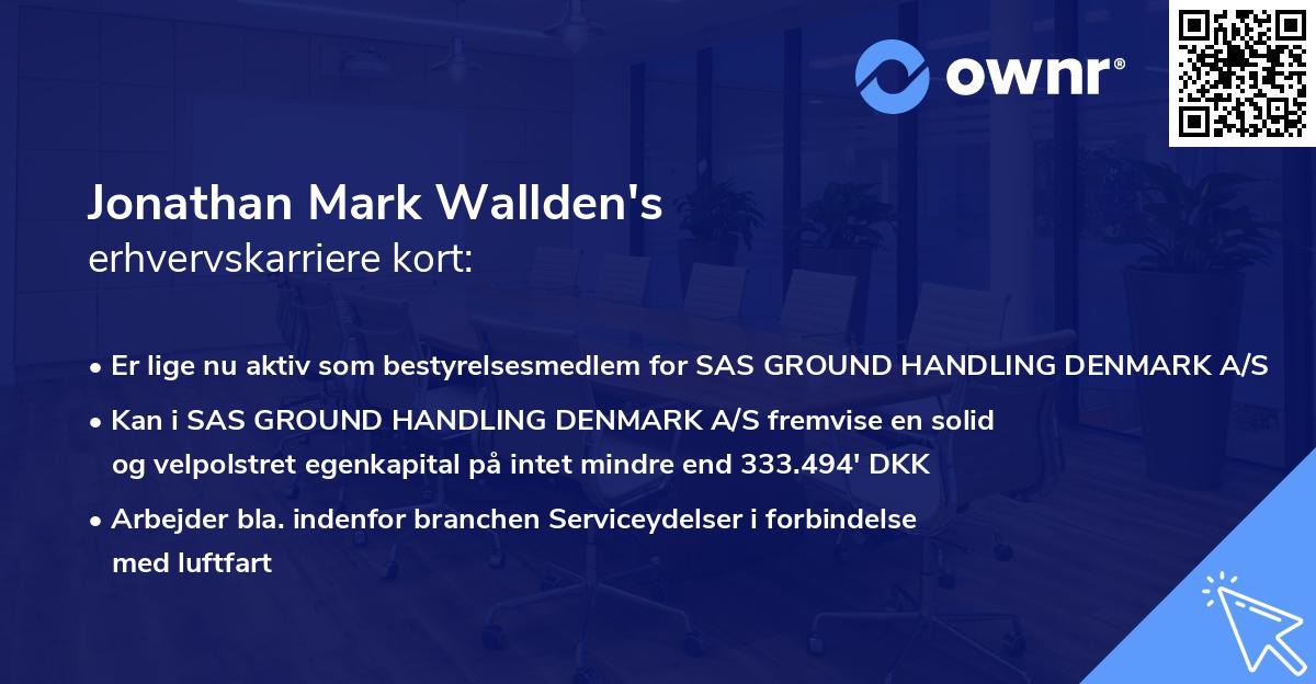Jonathan Mark Wallden's erhvervskarriere kort