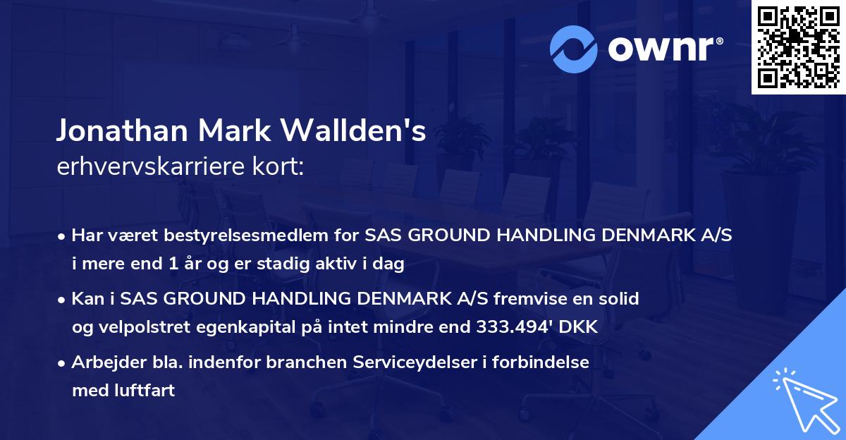 Jonathan Mark Wallden's erhvervskarriere kort