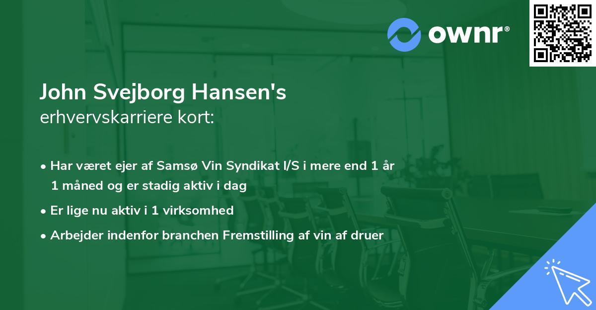 John Svejborg Hansen's erhvervskarriere kort