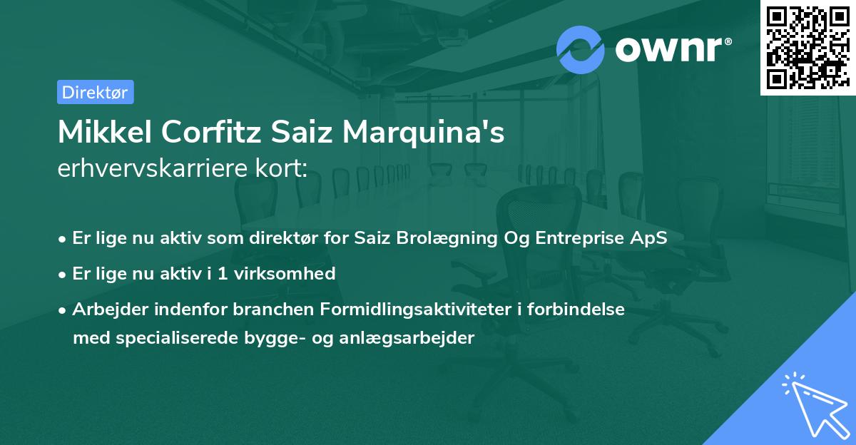 Mikkel Corfitz Saiz Marquina's erhvervskarriere kort