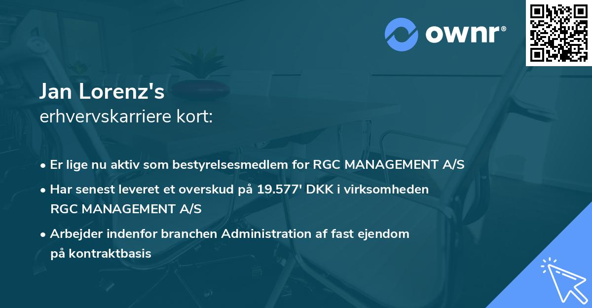 Jan Lorenz's erhvervskarriere kort