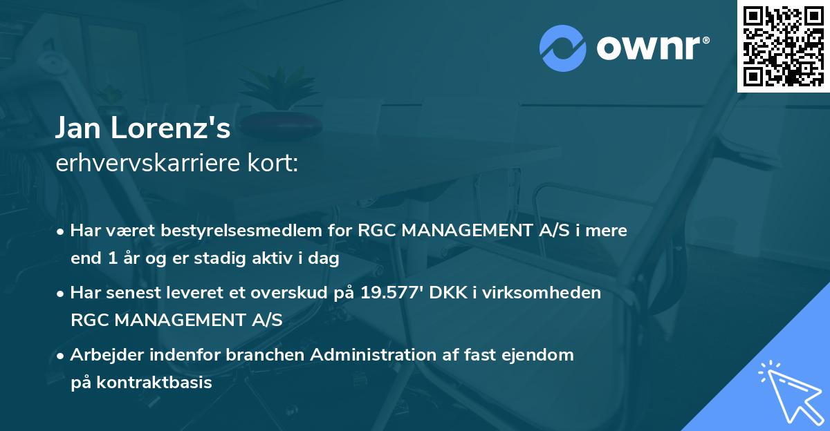 Jan Lorenz's erhvervskarriere kort