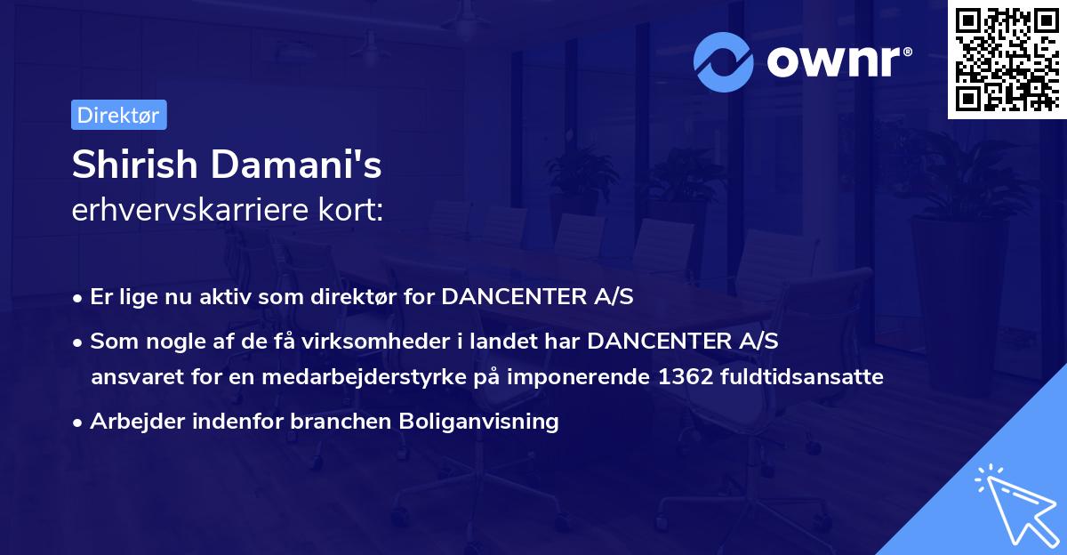 Shirish Damani's erhvervskarriere kort