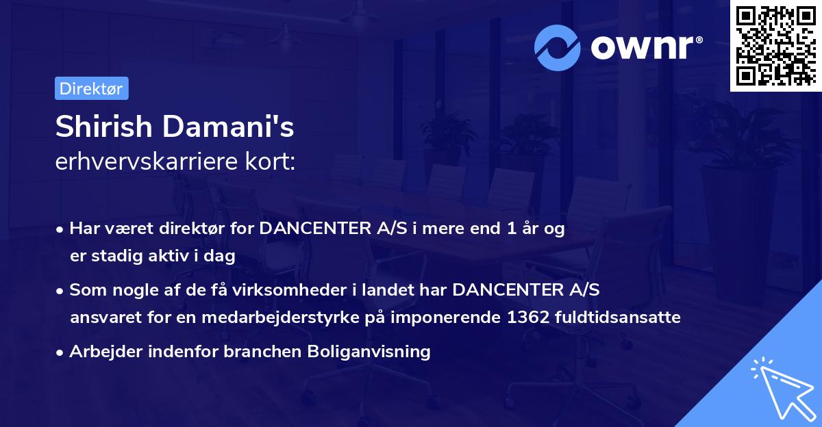 Shirish Damani's erhvervskarriere kort
