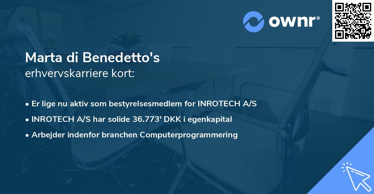 Marta di Benedetto's erhvervskarriere kort